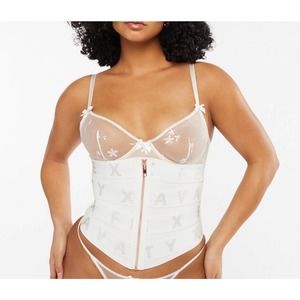 NEW NEW SAVAGE X FENTY CINCHER CORSET WHITE PEARL XS / S